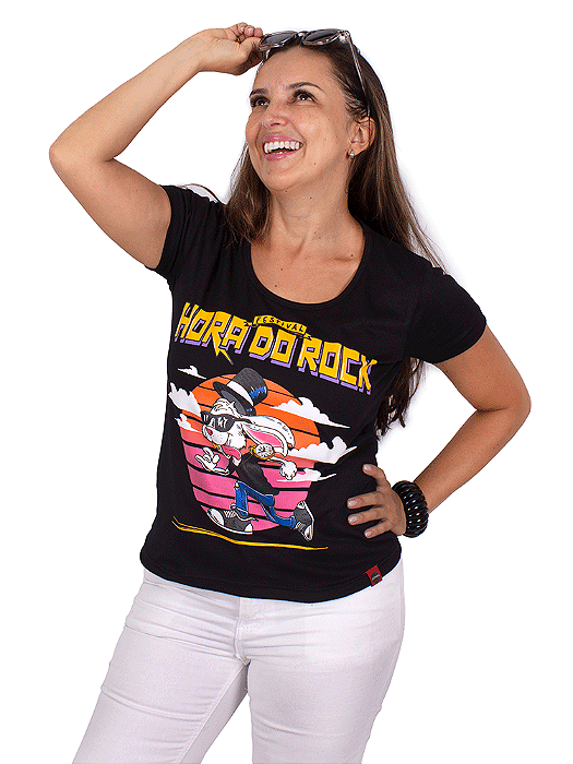 Camiseta Feminina Festival Hora Do Rock 4° Edição Preta Oficial