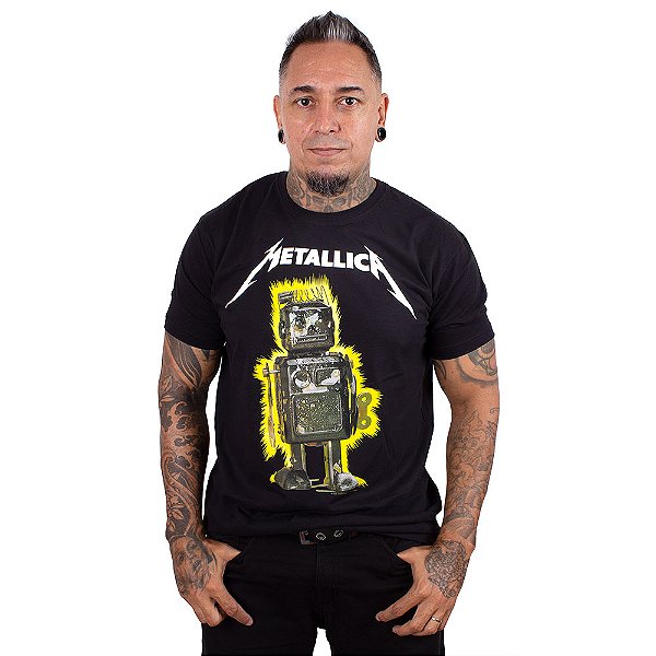 Camiseta Metallica M72 Robot Glow Preta - Oficial