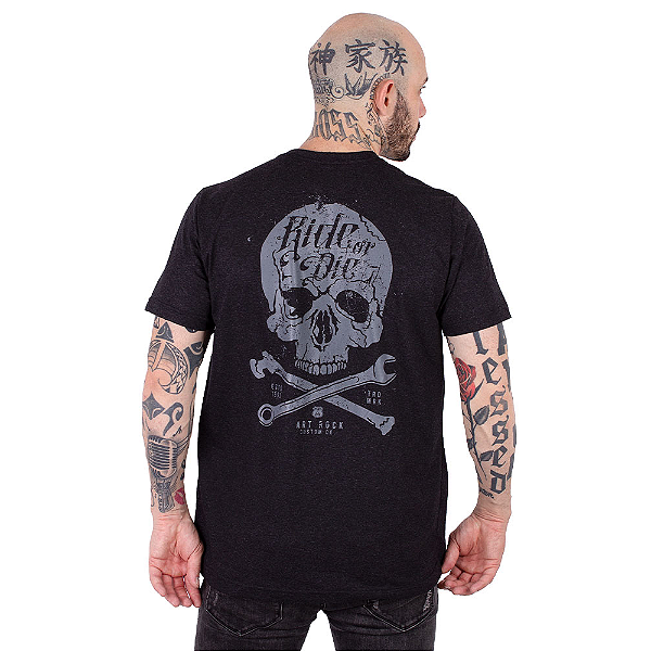 Camiseta Caveira Ride Or Preta Jaguar.