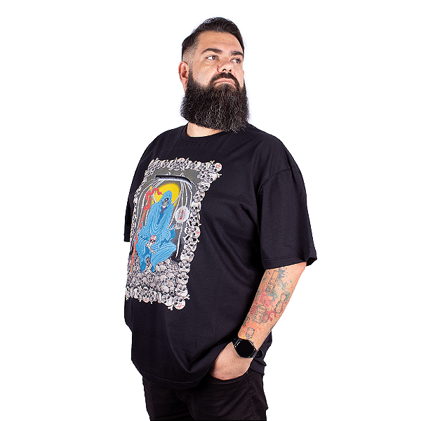 Camiseta Plus Size Christian Arae Caveira Death Preta.
