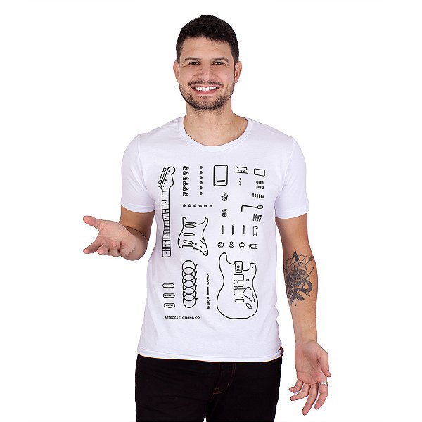 Camiseta Guitarra Deconstruction Branca.