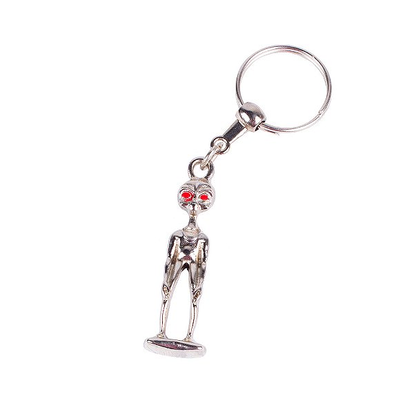 Chaveiro Metal 3D alienígena Prateado