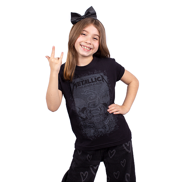 Camiseta Juvenil Metallica The Black Álbum Preta Oficial