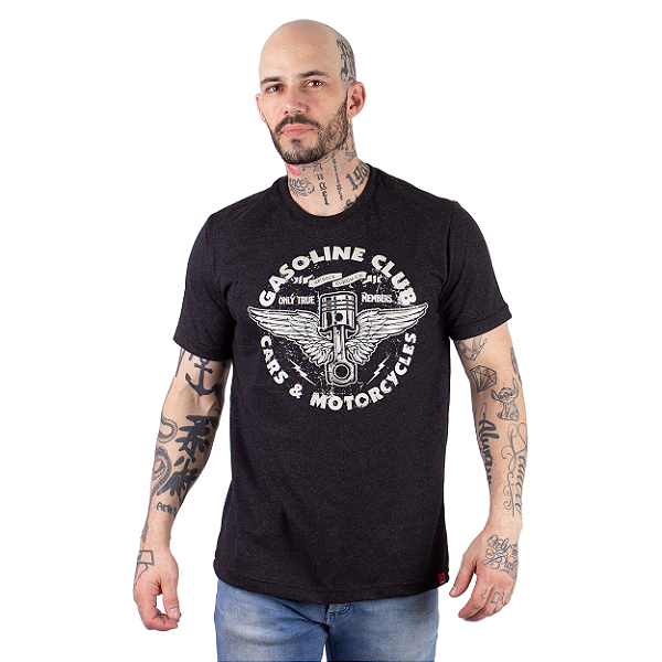 Camiseta Gasoline Club Preta Jaguar.
