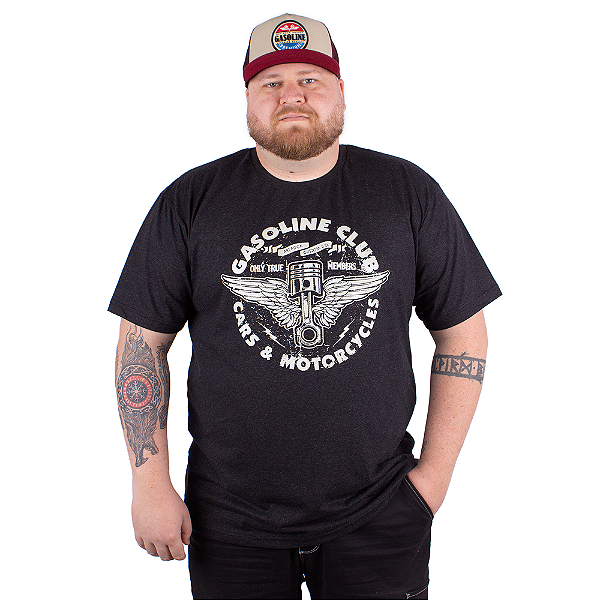 Camiseta Plus Size Gasoline Club Preta Jaguar.
