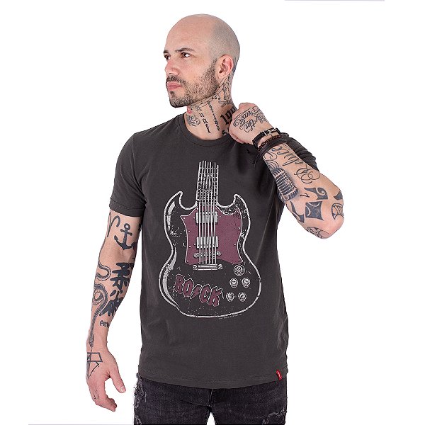 Camiseta Estonada Rock SG Guitarra - Preta.