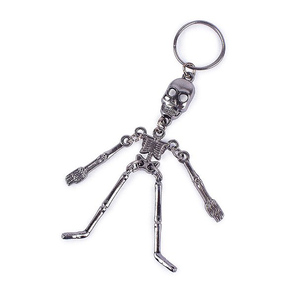 Chaveiro Metal Esqueleto Articulado Prateado
