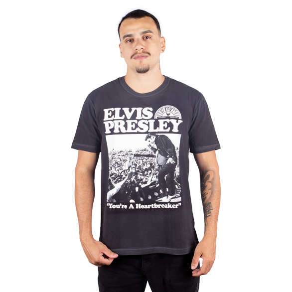 Camiseta Estonada Elvis Presley You´re A Heartbreaker Preta - Oficial