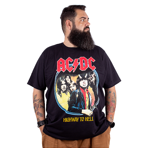 Camiseta Plus Size ACDC Highway To Hell Preta - Oficial