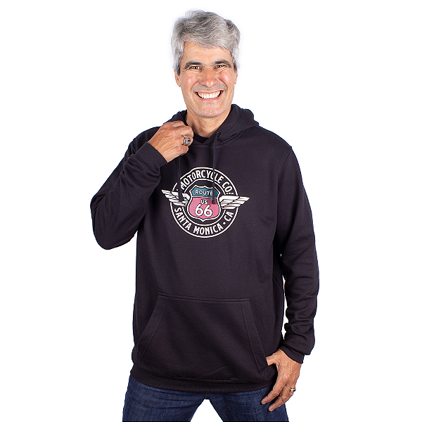 Moletom Canguru Motorcycle Route 66 Preto