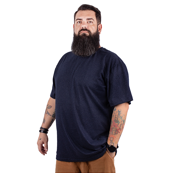 Camiseta Plus Size Básica Premium - Marinho Jaguar.