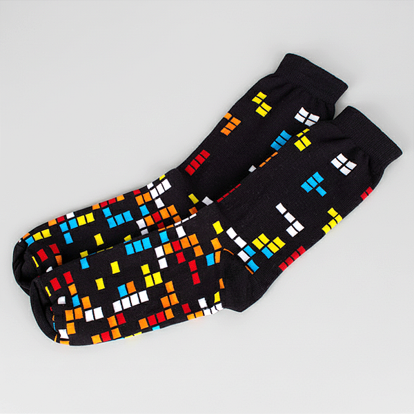 Meia Cano Longo Tetris - Preta