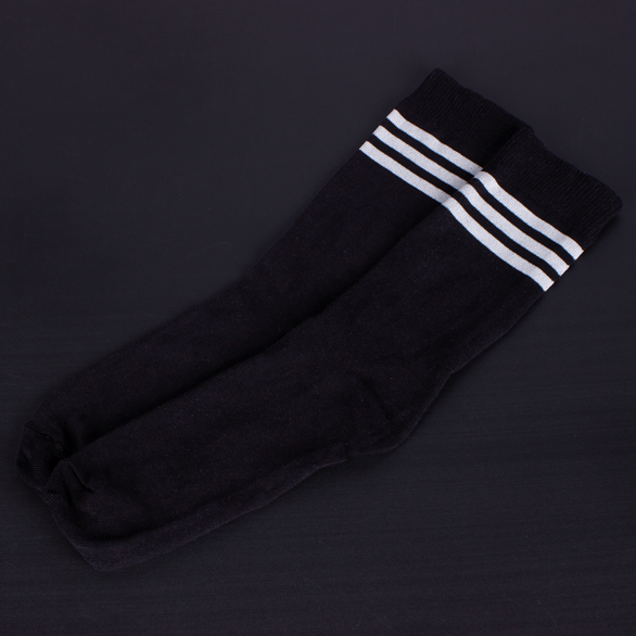 Meia Cano Longo Listras - Preta