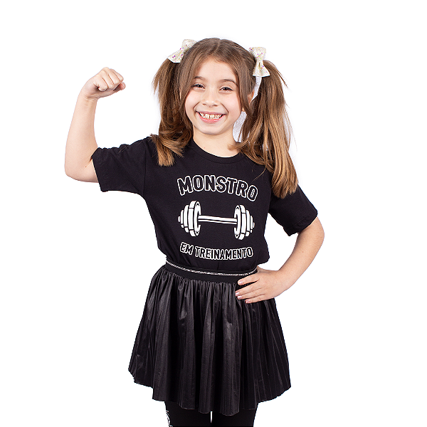 Camiseta Infantil Monstro em Treinamento Preta