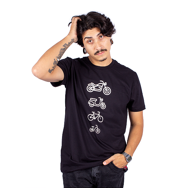 Camiseta Moto Evolução Custom Preta.