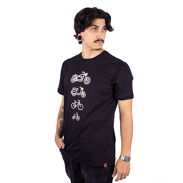 Camiseta Moto Evolução Custom Preta.
