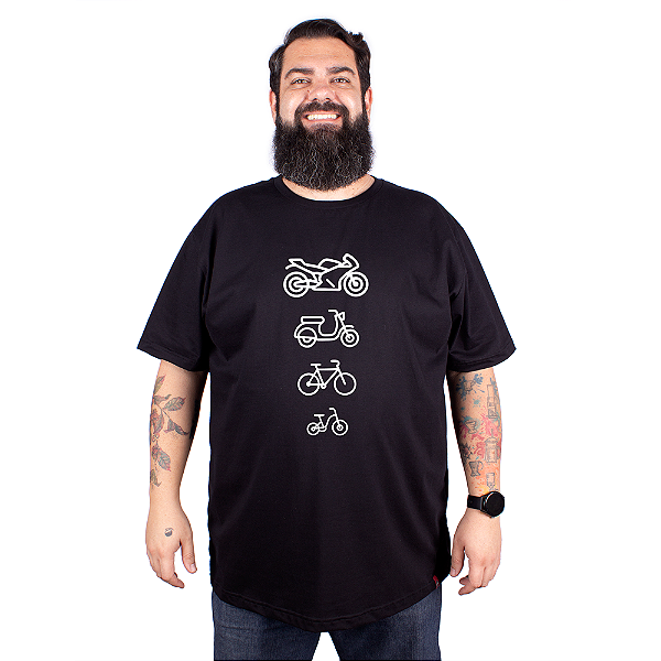 Camiseta Plus Size Moto Evolução Speed Preta.