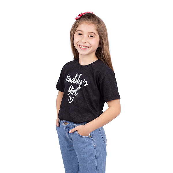 Camiseta Juvenil Filhinha do Papai Preta Jaguar
