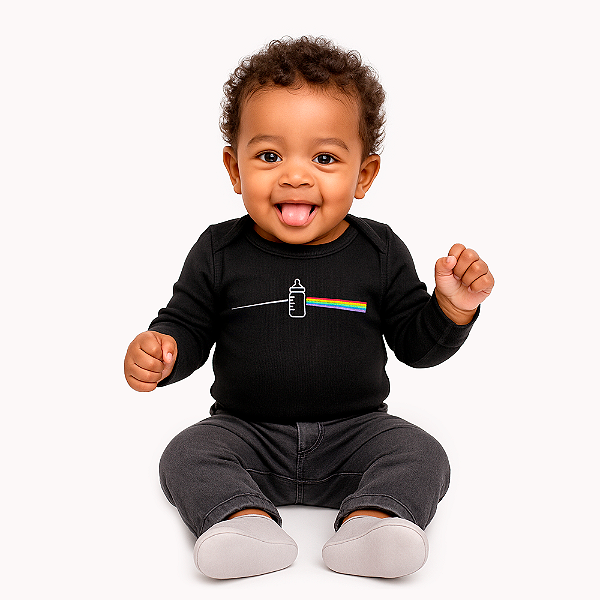 Body Bebê Manga Longa Baby Side Preto