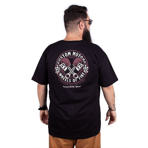 Camiseta Plus Size Wheels Of Fire Motorcycle - Preta.