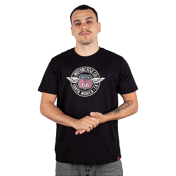 Camiseta Motorcycle Route 66 - Preta.
