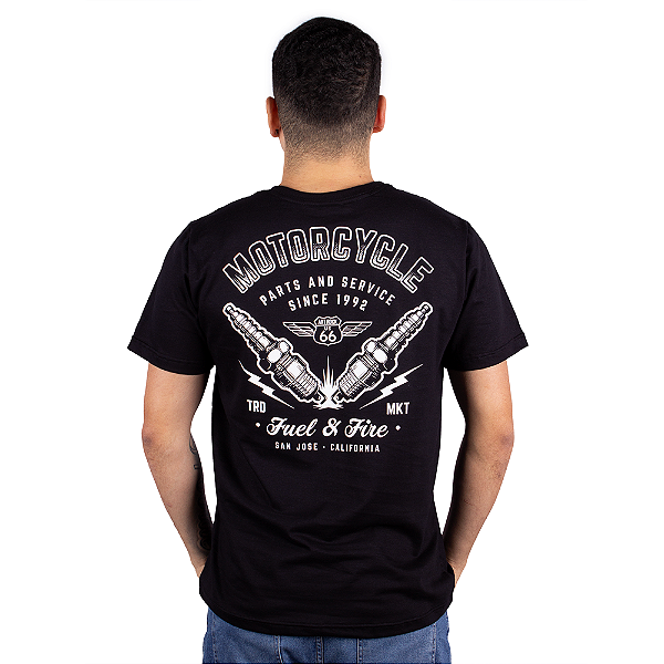 Camiseta Motorcycle Parts and Service - Preta.