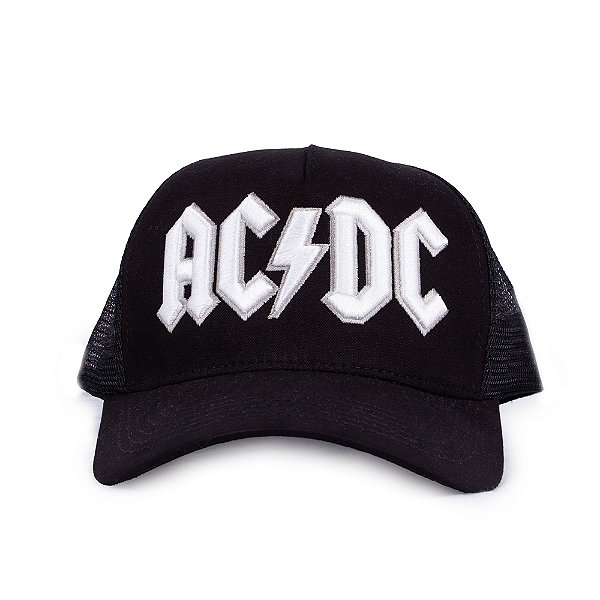 Boné Trucker Bordado ACDC Back In Black - Oficial