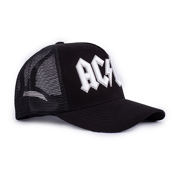 Boné Trucker Bordado ACDC Back In Black - Oficial