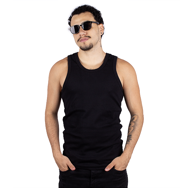 Regata Masculina Americana Canelada - Preta