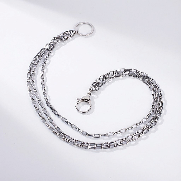 Chaveiro de Corrente Tripla Argolas Cromado