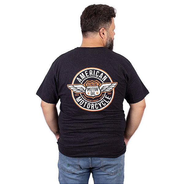 Camiseta Plus Size Moto American Preta Jaguar.