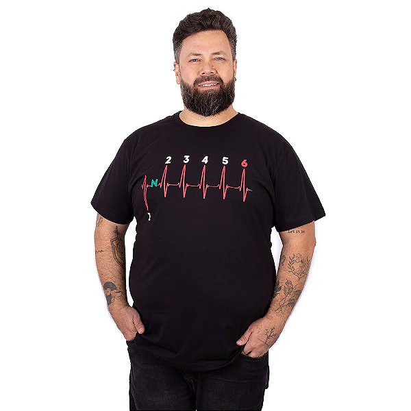 Camiseta Plus Size Moto Marcha 6V Preta.