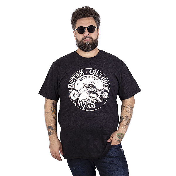 Camiseta Plus Size Moto Members Preta Jaguar.