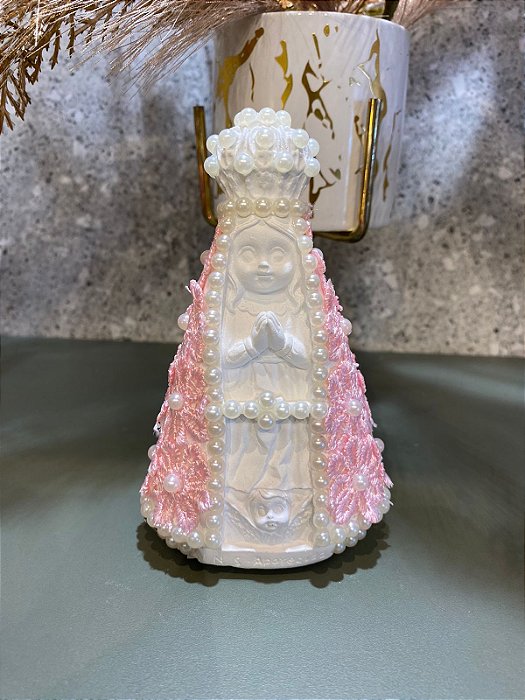 Nossa Senhora Aparecida Baby Renda Rosa Bebe 15cm