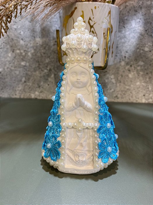 Nossa Senhora Aparecida Baby Renda Azul 15cm