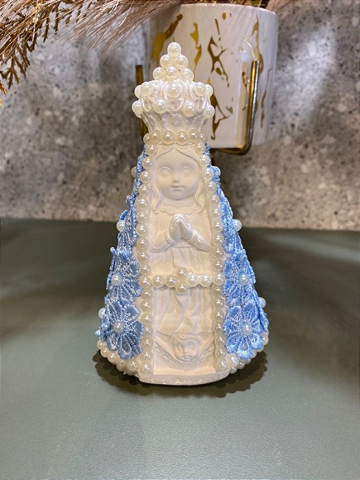 Nossa Senhora Aparecida Baby Renda Azul Claro15cm