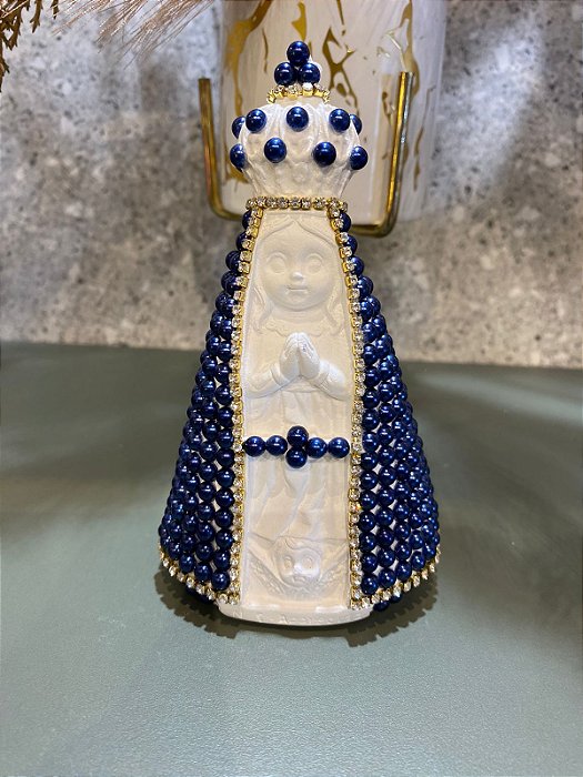 Nossa Senhora Aparecida Baby Perola Azul Escura 15cm