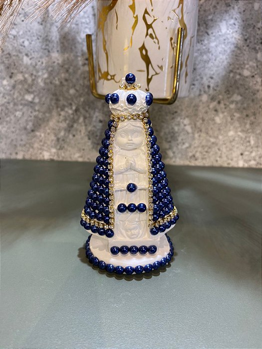 Nossa Senhora Aparecida Baby Perola Azul escuro 10cm