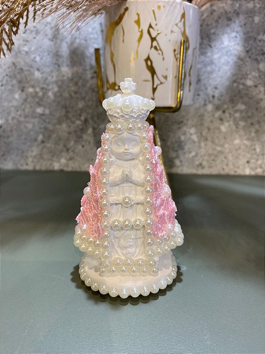 Nossa Senhora Aparecida Baby Renda Rosa Claro 10cm