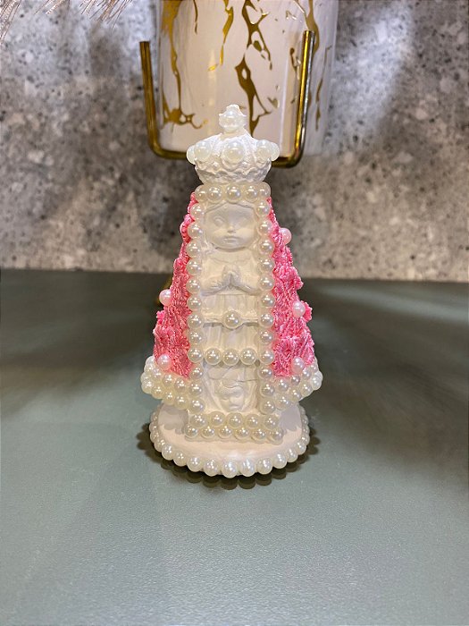 Nossa Senhora Aparecida Baby Renda Rosa 10cm