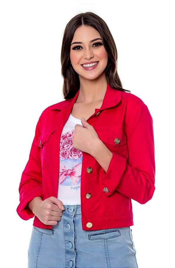 Jaqueta Jeans Colorida Pink Lavínia Hapuk - 21152