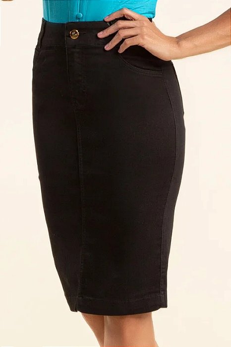 Saia Jeans Black Tradicional 62 Cm Laura Rosa - 810343