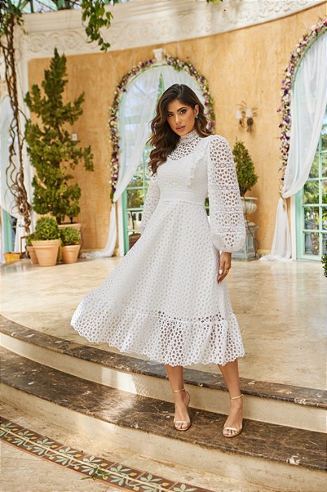 Plus Size Saia Com Body Para Casamento Vestido Midi Branco Em