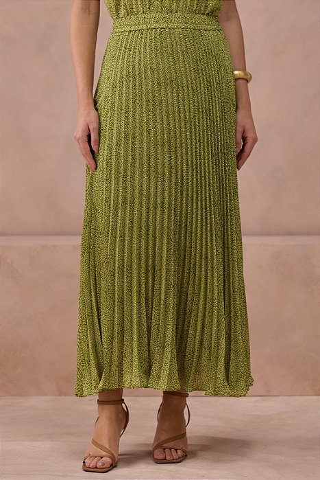 Saia Maxi Midi Estampada Plissada Com Elástico Na Cintura P.A Concept - SA260026