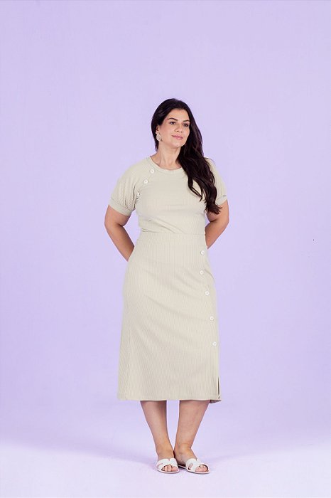 Conjunto De Saia Midi Verde Em Malha Canelada Com Detalhe De Botões Hadaza - 46961