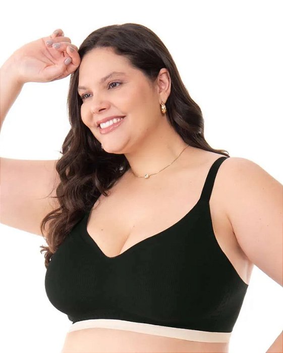 Sutiã Plus Size Laser Termofusionado Preto Com Bojo Removível Zee Rucci - ZR0303024C099