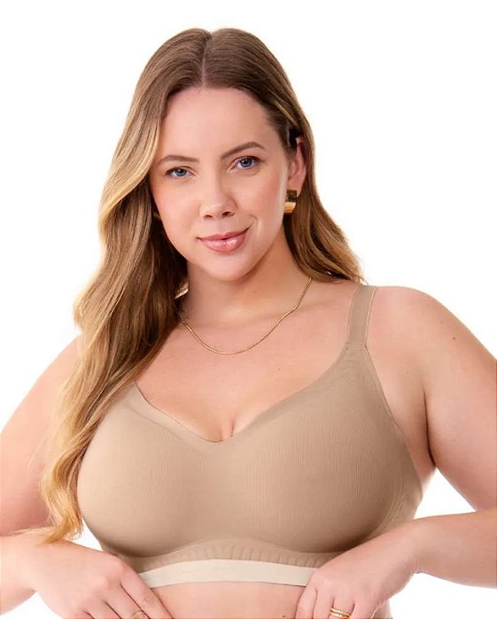 Sutiã Plus Size Laser Termofusionado Areia Com Bojo Removível Zee Rucci - ZR0303024C104