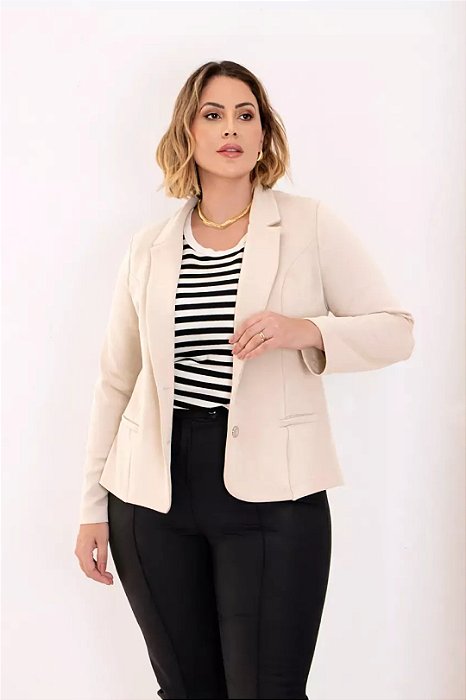 Blazer Off White Em Neoprene Com Detalhe De Bolsos - 21017