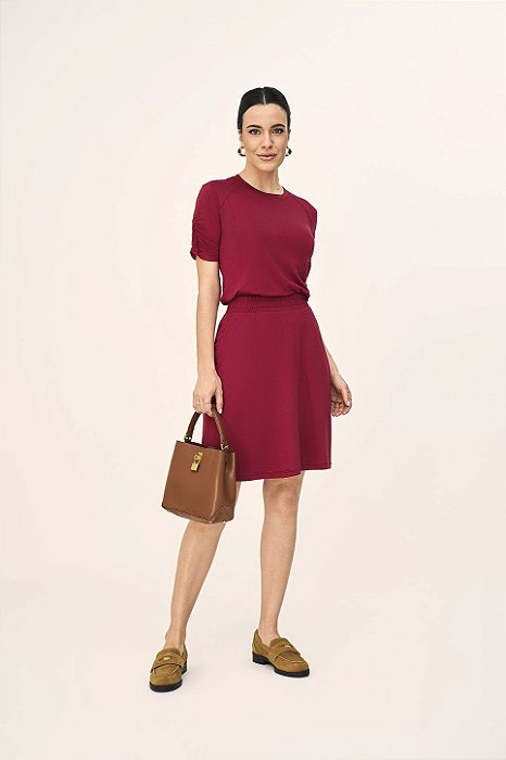Conjunto De Saia Rosa Em Malha Com Bolsos Frontais Laura Rosa - 811221