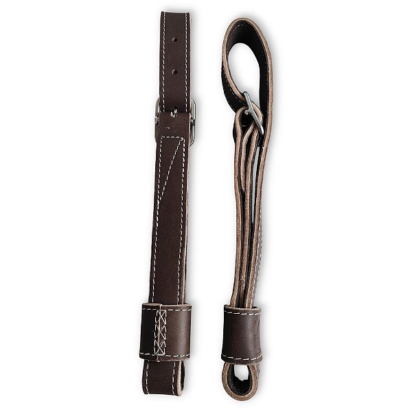 Par de Loro de Couro com Reforço e Fivela Invertida Cor Café